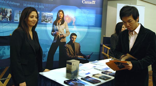 Peter Chan looks into employment with the Canadian Security Intelligence Services. Chan graduated from Kwantlen five years ago and is now the owner of a small business.