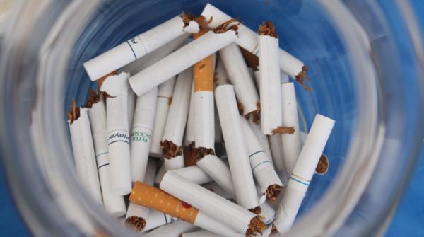 Cigarettes were broken in half to break bad habits and put in a jar at the Surrey campus. (Jacob Zinn photo)