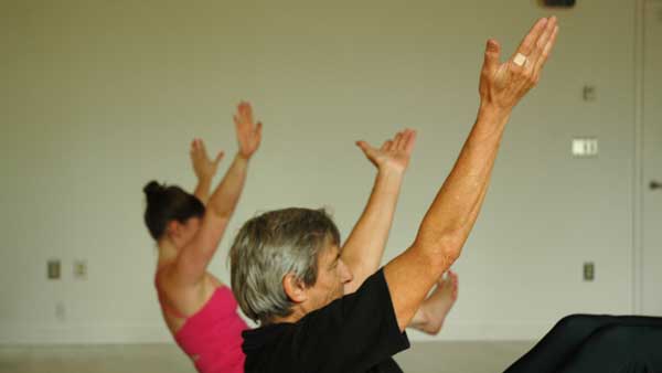 yoga position, hands in the air