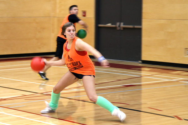 Marissa Dionne playing dodgeball
